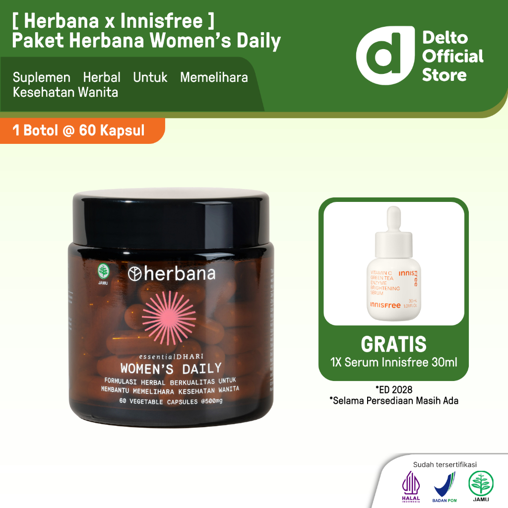 [Herbana x Innisfree] Herbana Women's Daily - Suplemen Herbal Kesehatan Wanita GRATIS Serum Innisfre