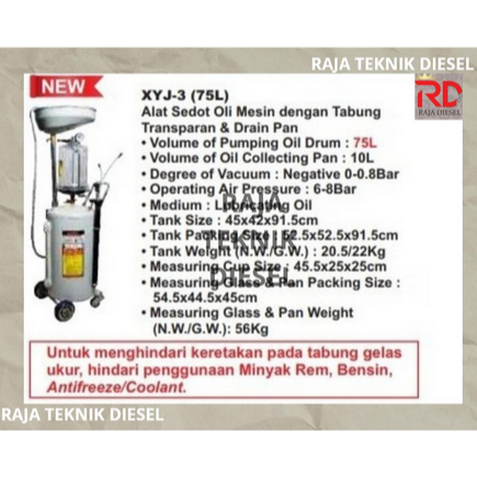 Wipro Waste Oil Suction w/ Bowl & Drain Pan 75 Liter XYJ-3 Original