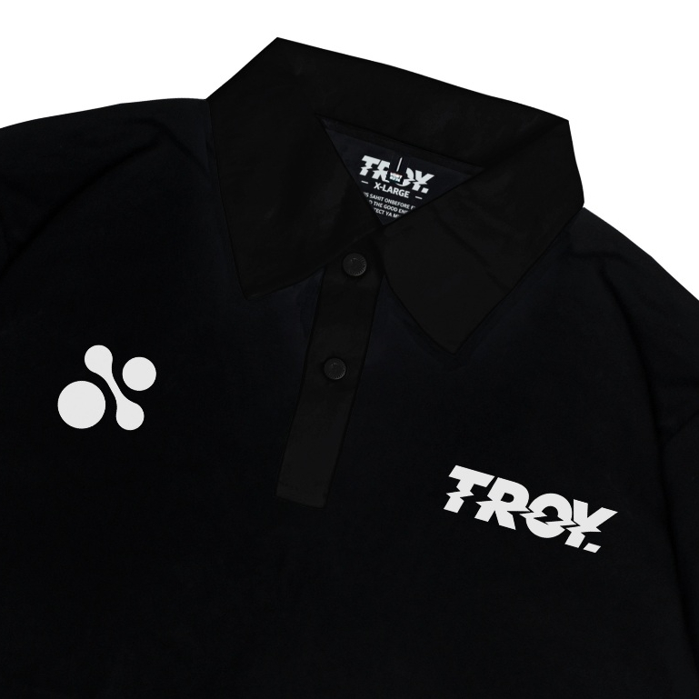 Troy Company Wangky Polo Shirt Full Black Amoeba - Kaos Polo Hitam WKD 2988