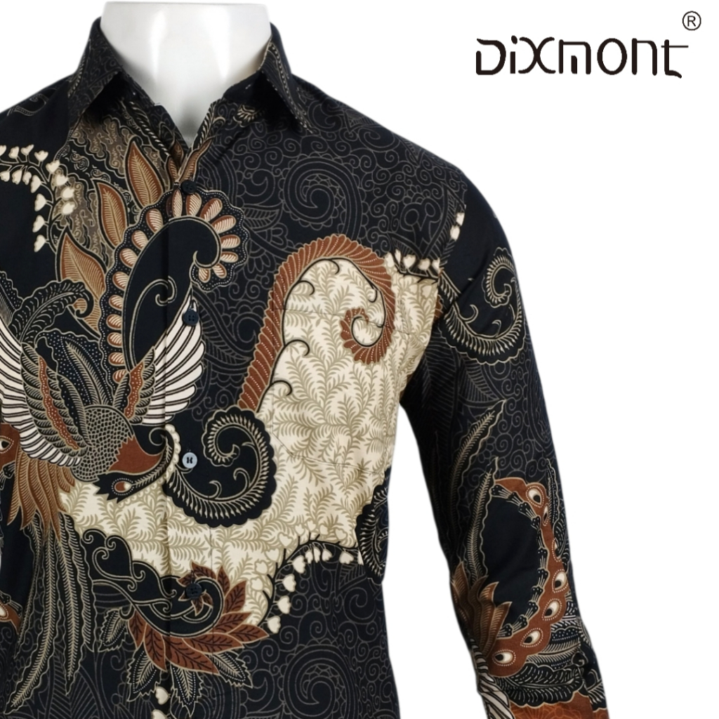 Dixmont Kemeja Batik Pria Basic Formal Lengan Panjang Hem BL00326