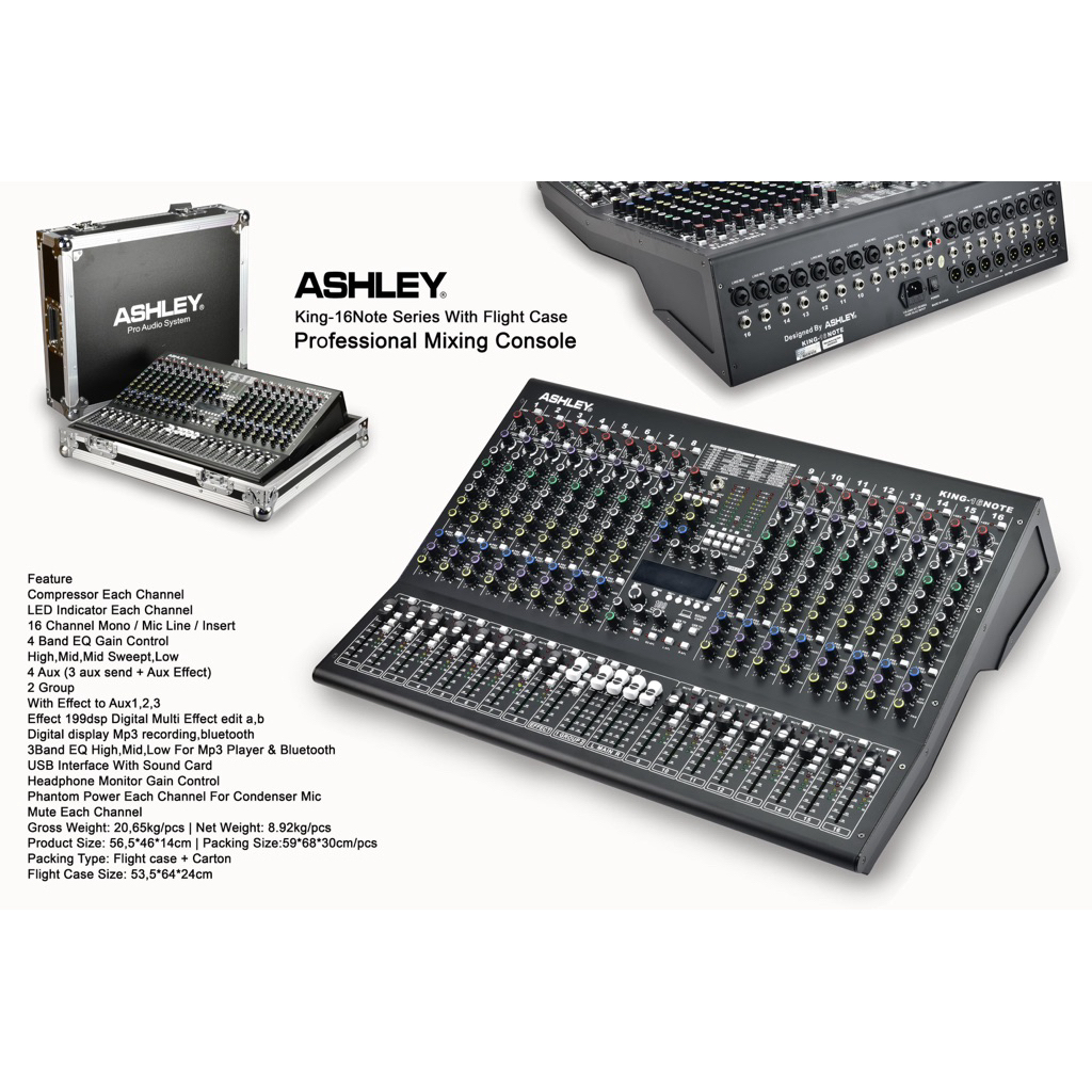 Mixer ashley king 16 note original Ashley King 16 channel hardcase