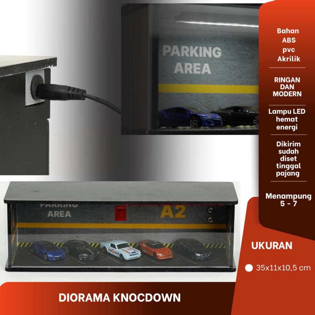 Diorama Knockdown Tempat Parkir Basement Mobil Diecast Skala 1:64/Diorama parkiran