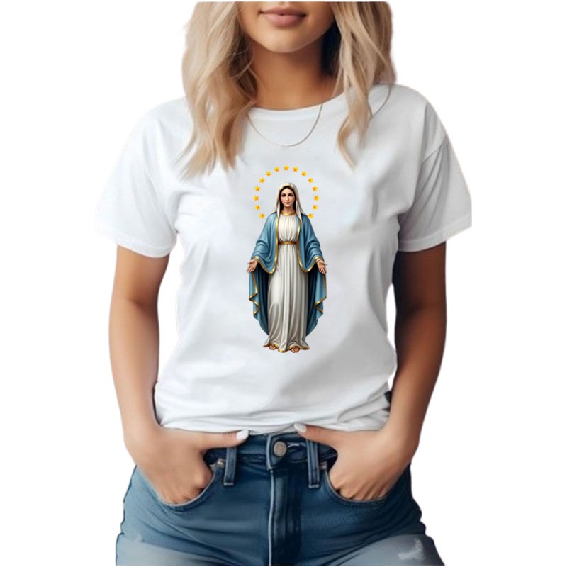 Kaos Bunda Maria Rohani Katolik Wanita Pria Baju Jumbo Lengan Pendek Unisex