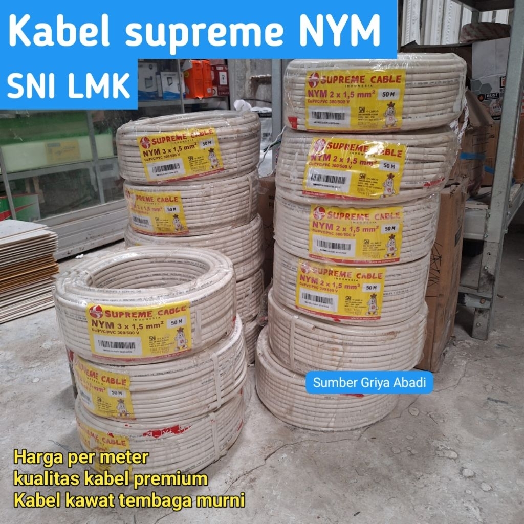 Kabel Supreme NYM 2X1,5 mm / 2x2.5 / 3x1,5 Kabel premium SNI LMK