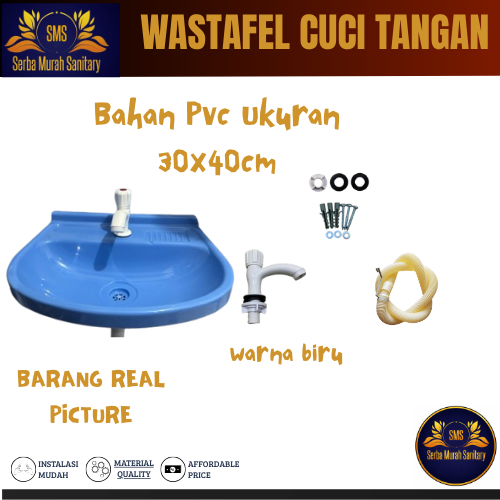Wastafel plastik warna Biru kualitas tebal ukuran 30 x 40 cm