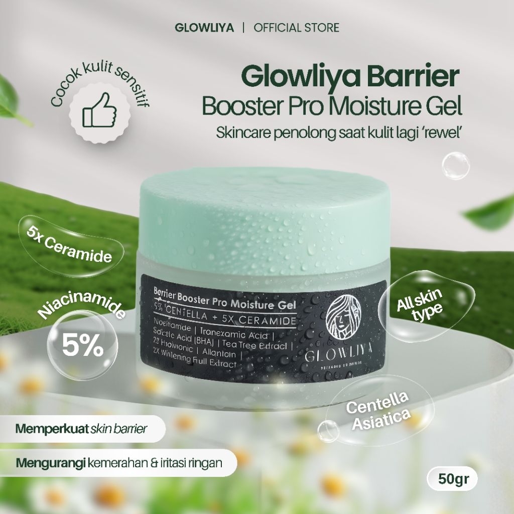 Glowliya Barrier Booster Pro Moisture Gel – Gel Pelembap Wajah dengan 5% Centella & 5X Ceramide | 50