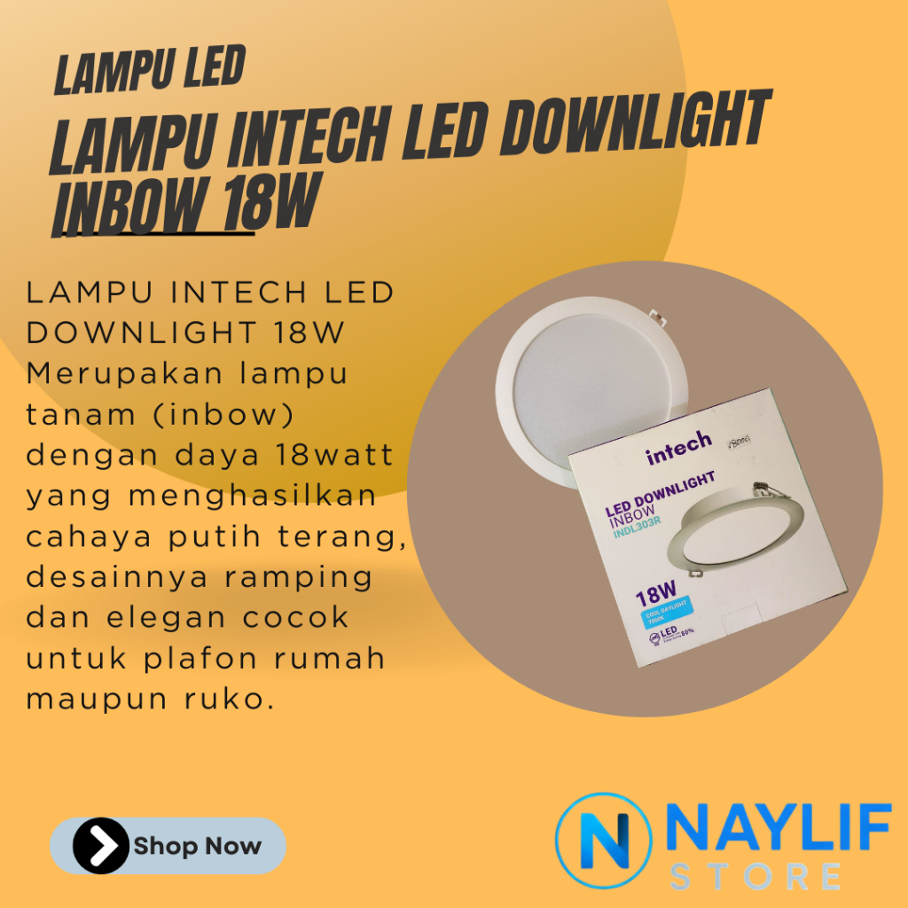 LAMPU PANEL INTECH LED DOWNLIGHT 18 WATT