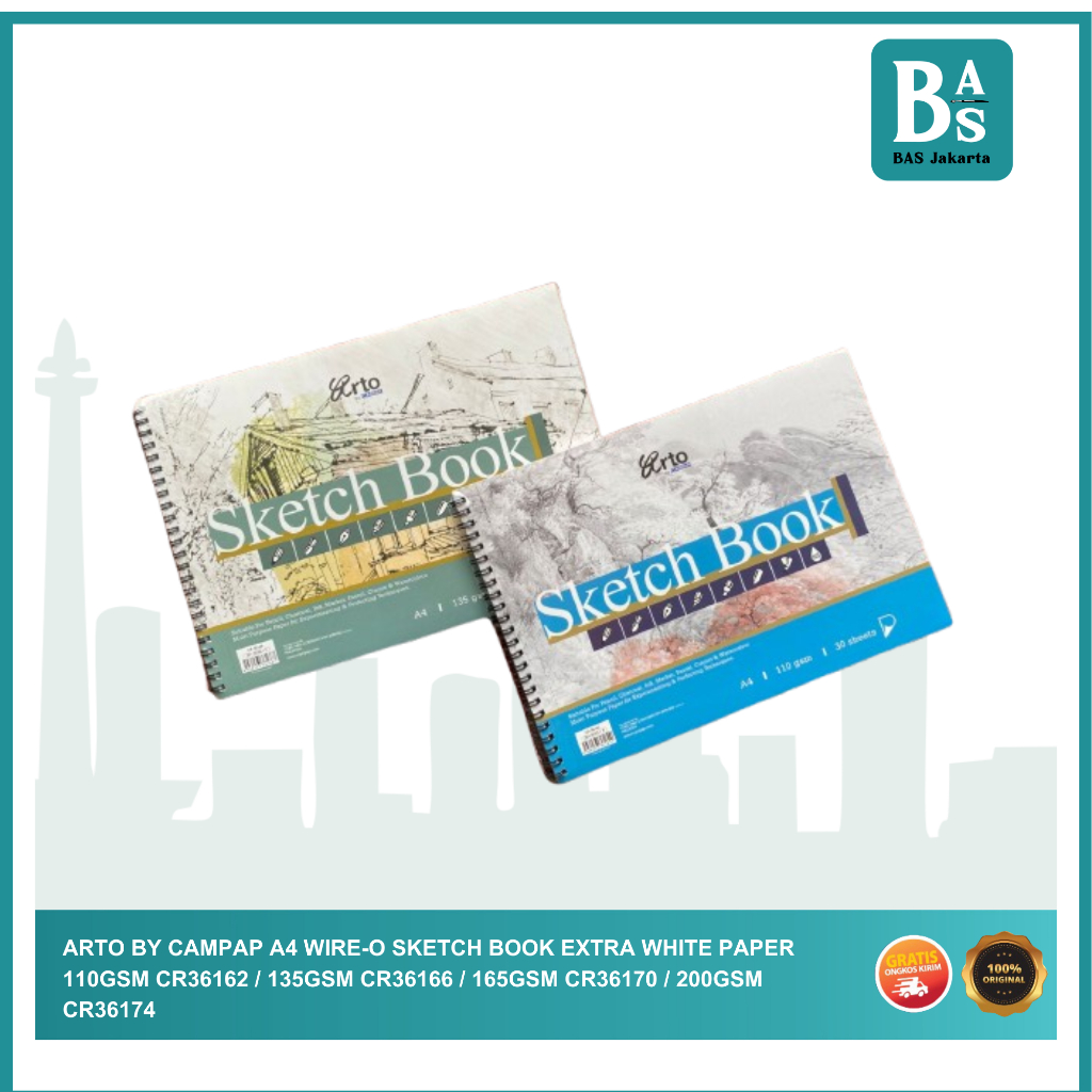 ARTO  A4 Wire-O Sketch Book Extra White Paper 110gsm CR36162 / 135gsm CR36166 / 165gsm CR36170 / 200