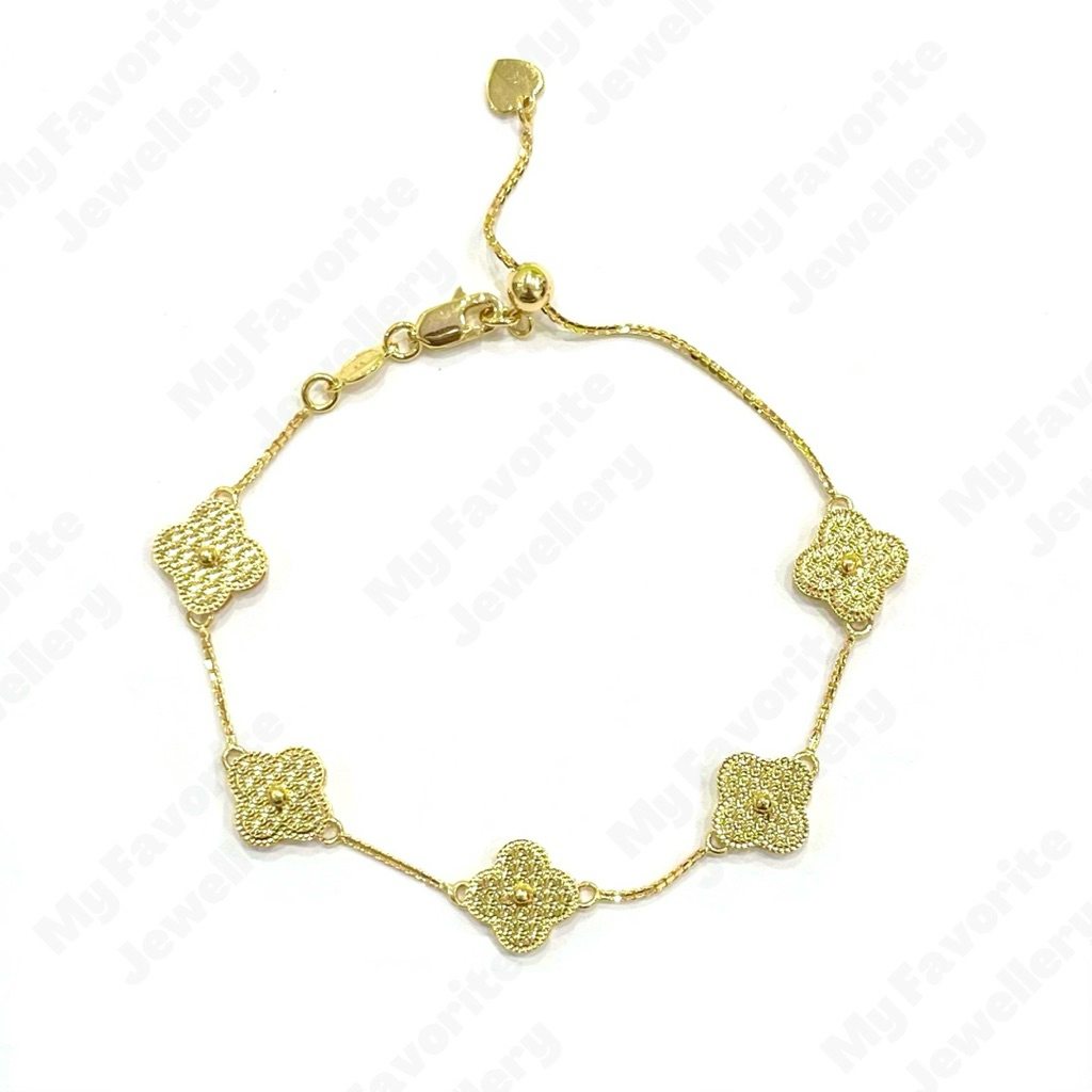 Gelang Serut Clover Emas Asli Mewah Emas Kadar 700 16K