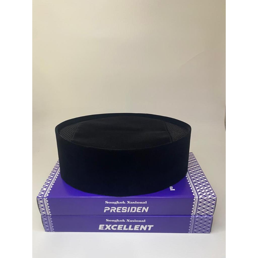 Peci Songkok Ac Hitam Polos Bludru Halus Songkok Nasional