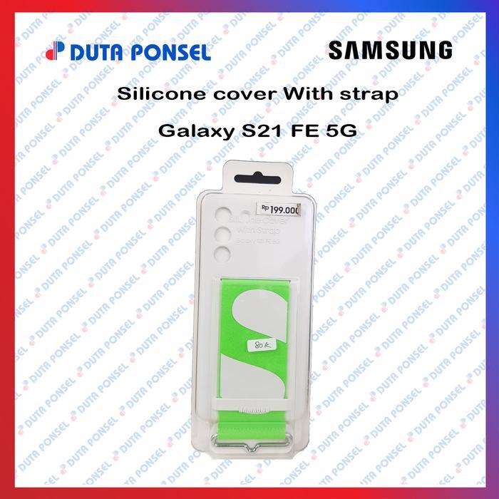 Silicone Cover with Strap for Galaxy S21Fe 5G Original Samsung - White