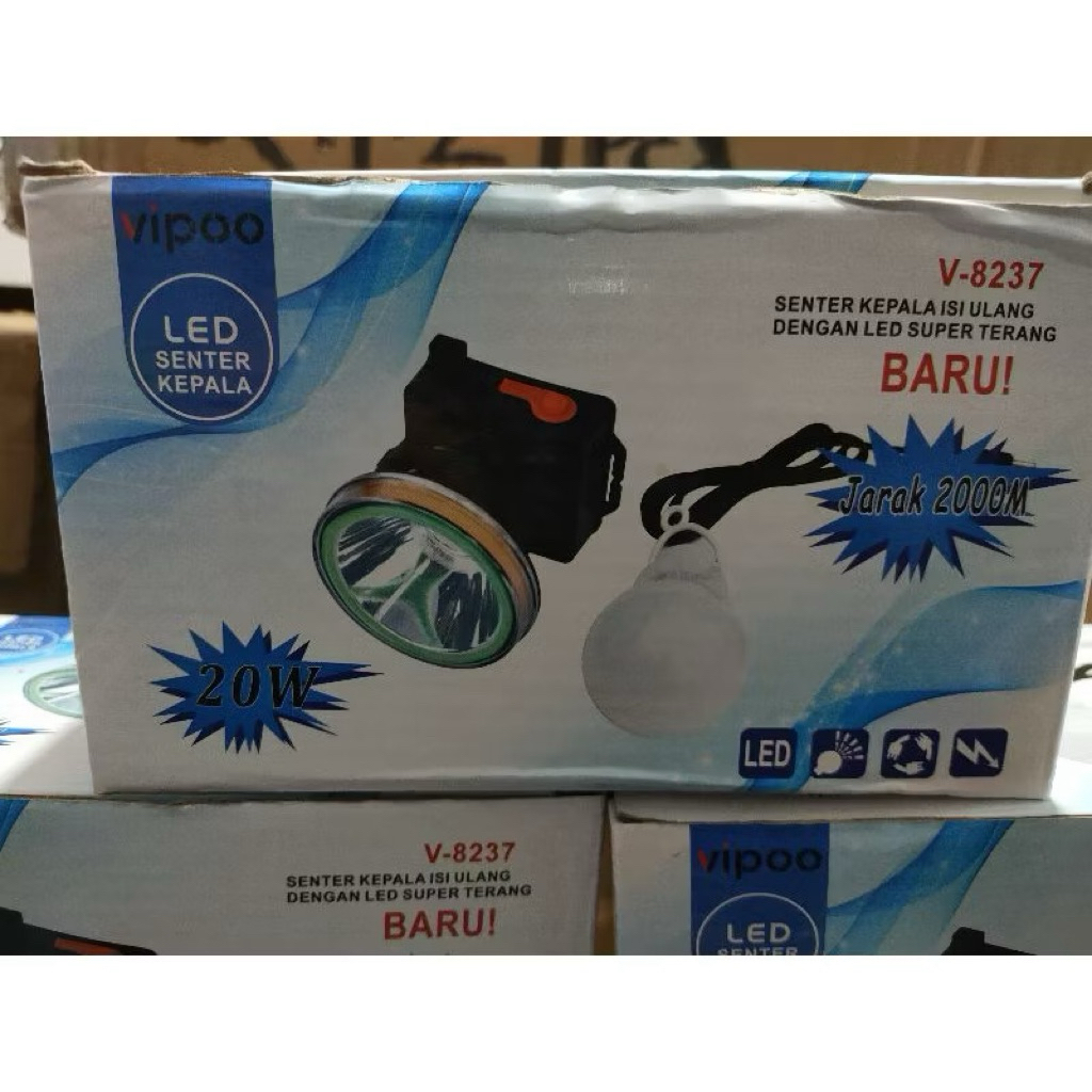 Senter Kepala Vipoo 20 watt jarak pandang 2000 m