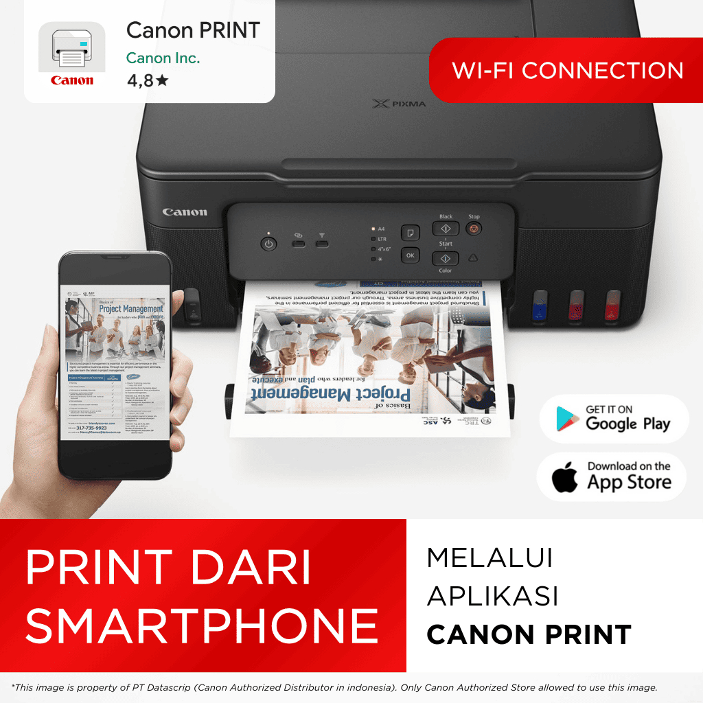 Printer Wifi Canon G3730 Hitam – Ink Tank Wireless All In One Print Scan Copy MacOS – Garansi 3 Tahun – Pengganti L3250 L3251