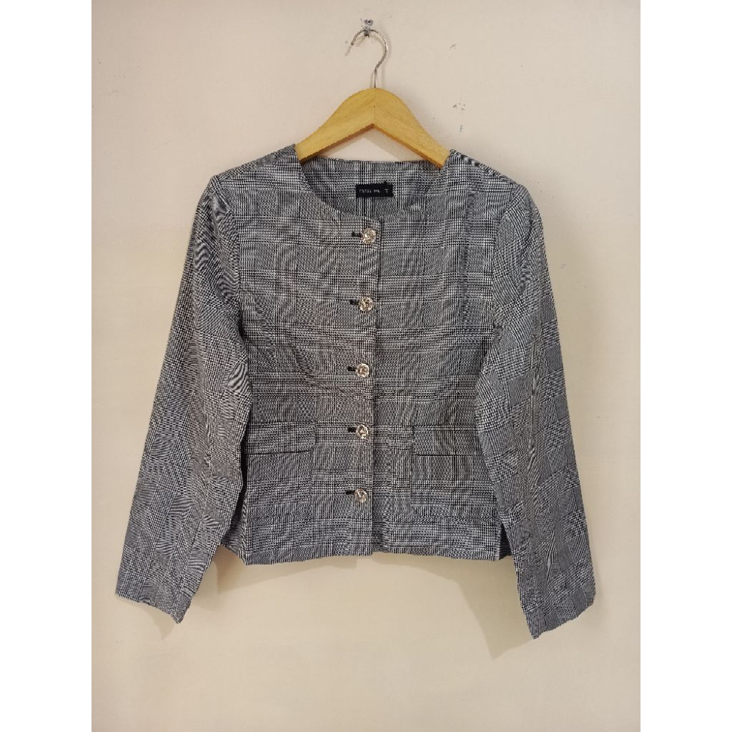 EXECUTIVE BLAZER WANITA BERMOTIF HOUNDSTOOTH ORIGINAL