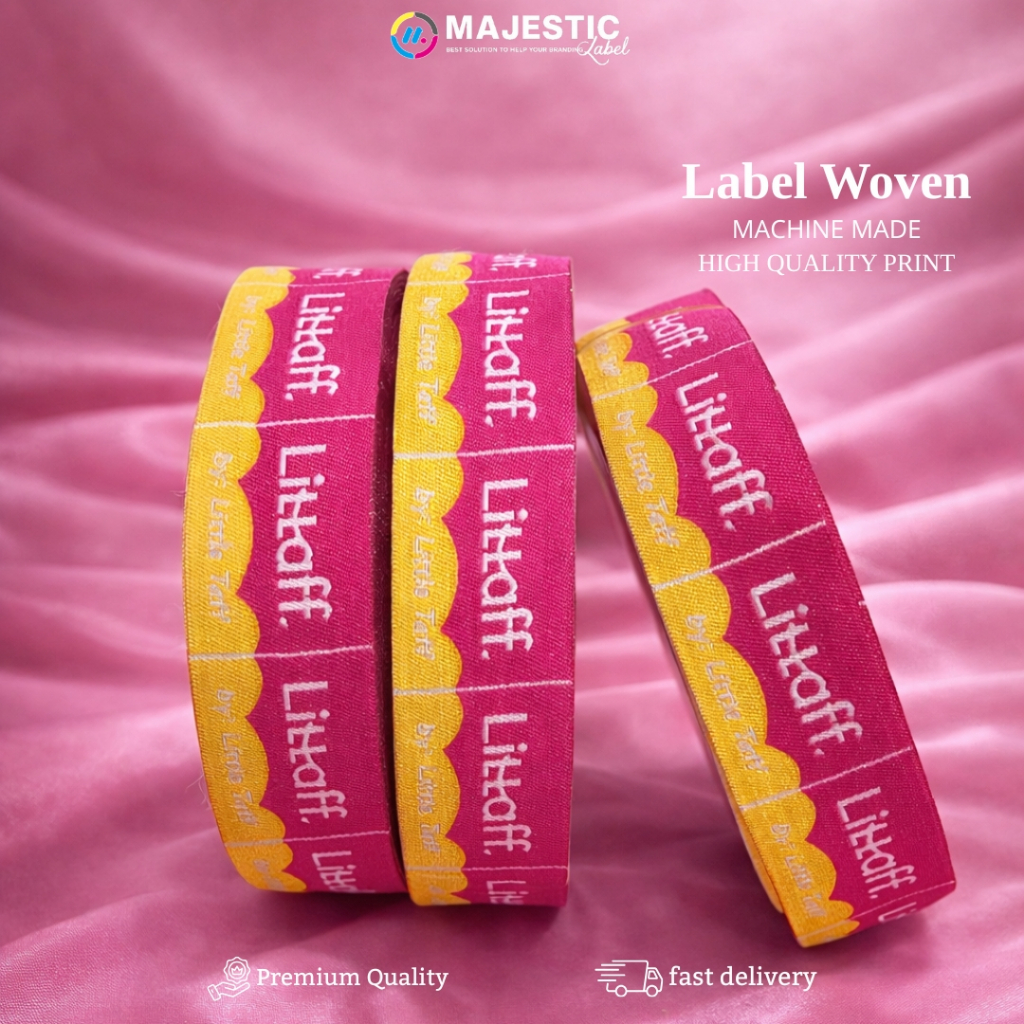 label baju bordir / woven damask Custom Majestic Label