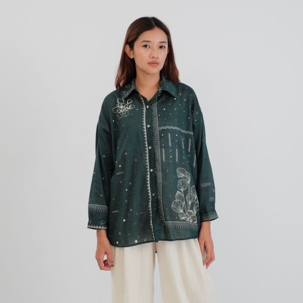 SAKA ASTA | BLOUSE ENCENG GONDOG KOMBINASI FOREST OVERSIZE