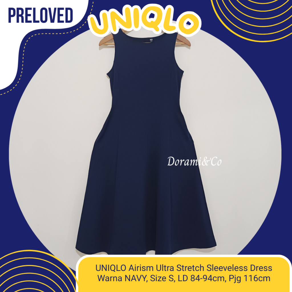 Uniqlo Airism Ultra Stretch Sleeveless Baju Gaun Kondangan Pesta Party Dress Kutung Tanpa Lengan Cas
