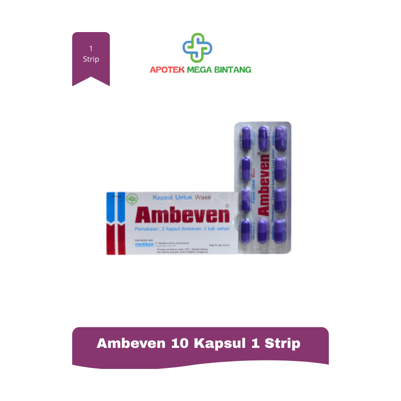 Ambeven Strip Isi 10 Kapsul / Obat Wasir Ambeien / Ambeven