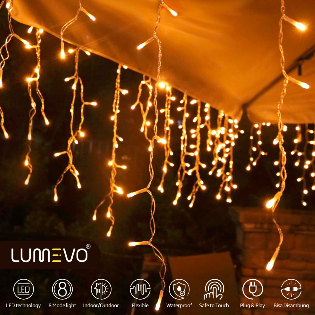 Lampu Hias Dekorasi LED twinkle tumblr waterproof model gantung tirai rumbai dekorasi cafe restoran 