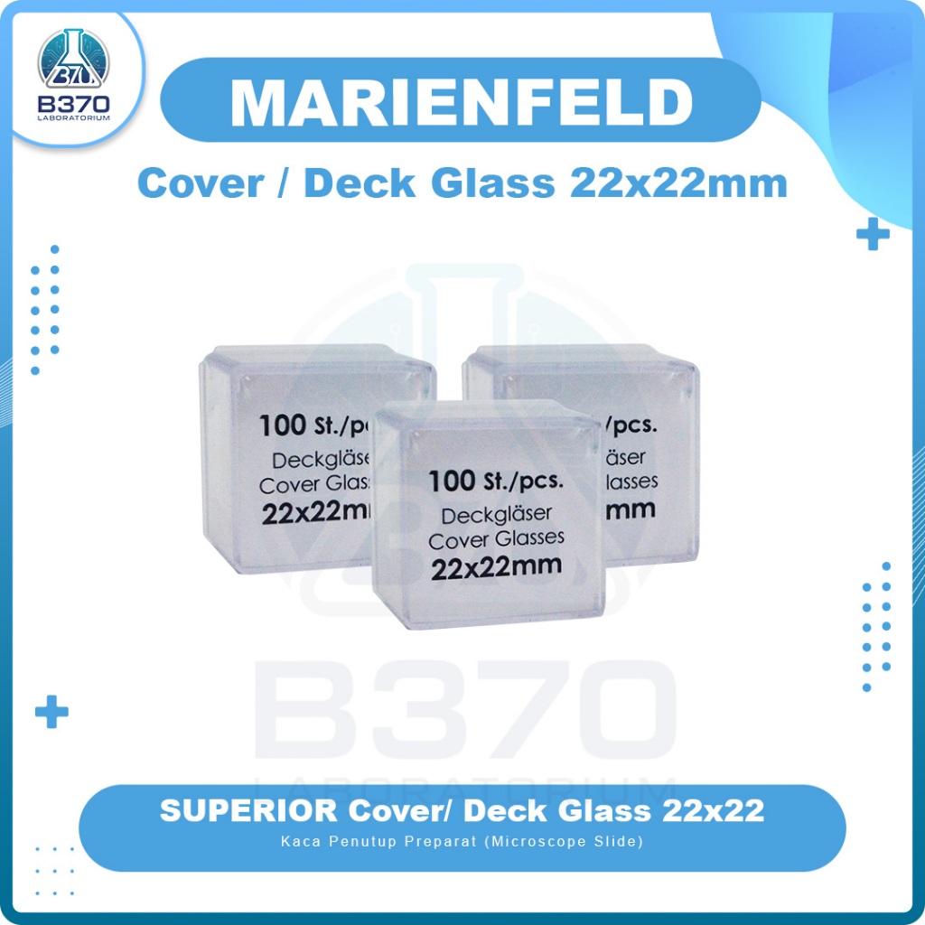 SUPERIOR Marienfeld Cover Deck Glass / Kaca Penutup Preparat 18x18, 20x20, 22x22, 24x24, 24x40, 24x6
