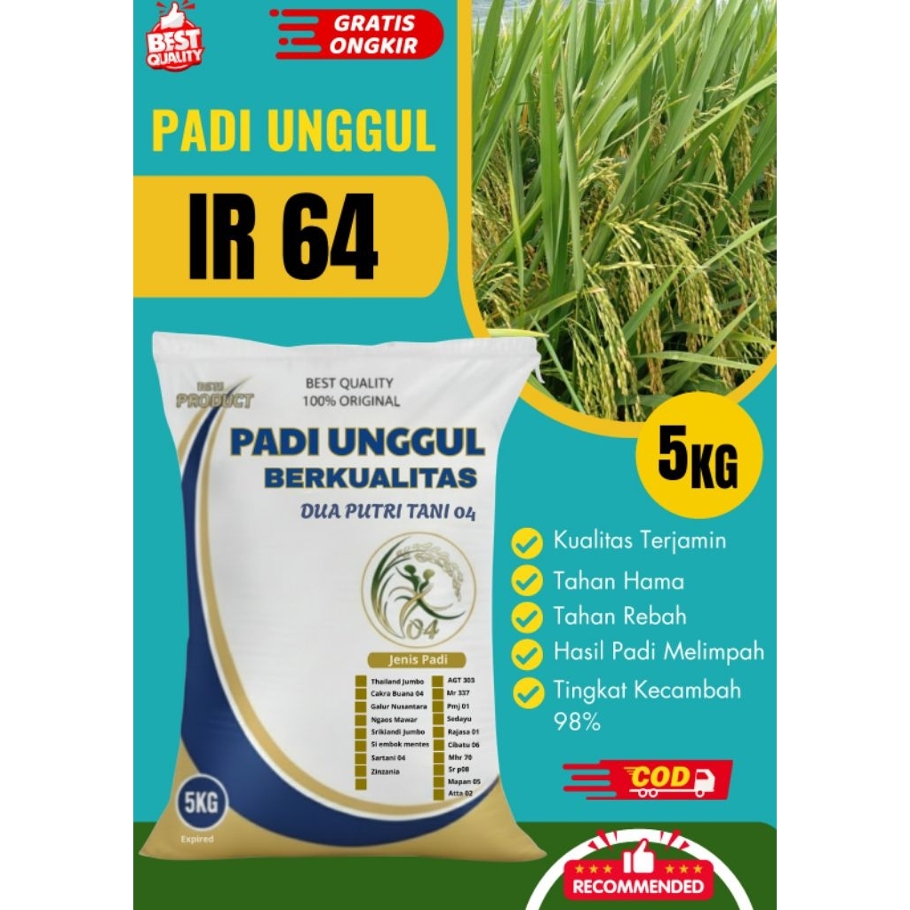 Benih padi unggul IR 64 kemasan 5Kg