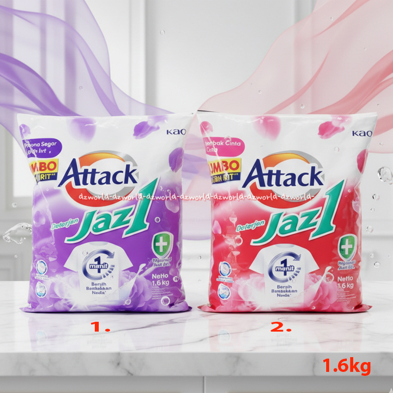 Attack 1.6kg Detergent Jaz1 Bersih Rontokkan Noda Powder Detergen Bubuk Jazz Atack Kao Sabun Cuci Ba