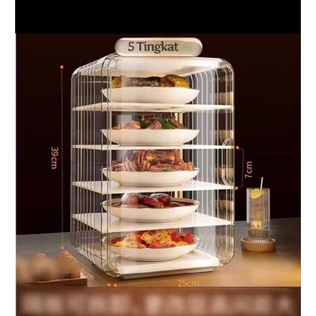 Tudung Saji Acyrilic 5 Tingkat PXTON /Tudung Saji Akrilik Makanan Tebal Premium/ Lemari Makanan