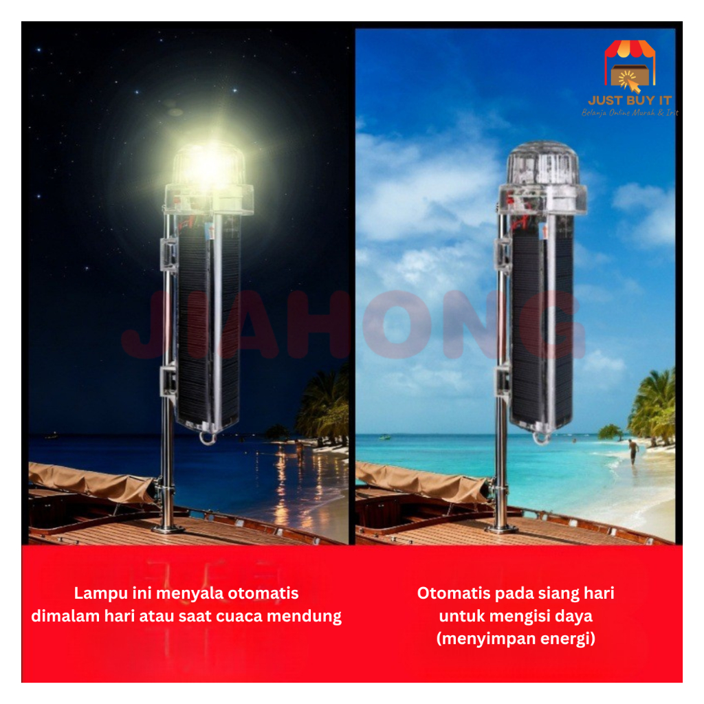 JIAHONG Lampu Torpedo LED Tenaga Surya Lampu Sinyal Menara Lampu Sinyal Kapal Nelayan