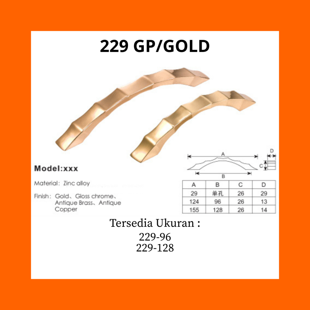Handle 229 GP/GOLD | Handle Tarikan Laci | Tarikan Pintu Laci Minimalis
