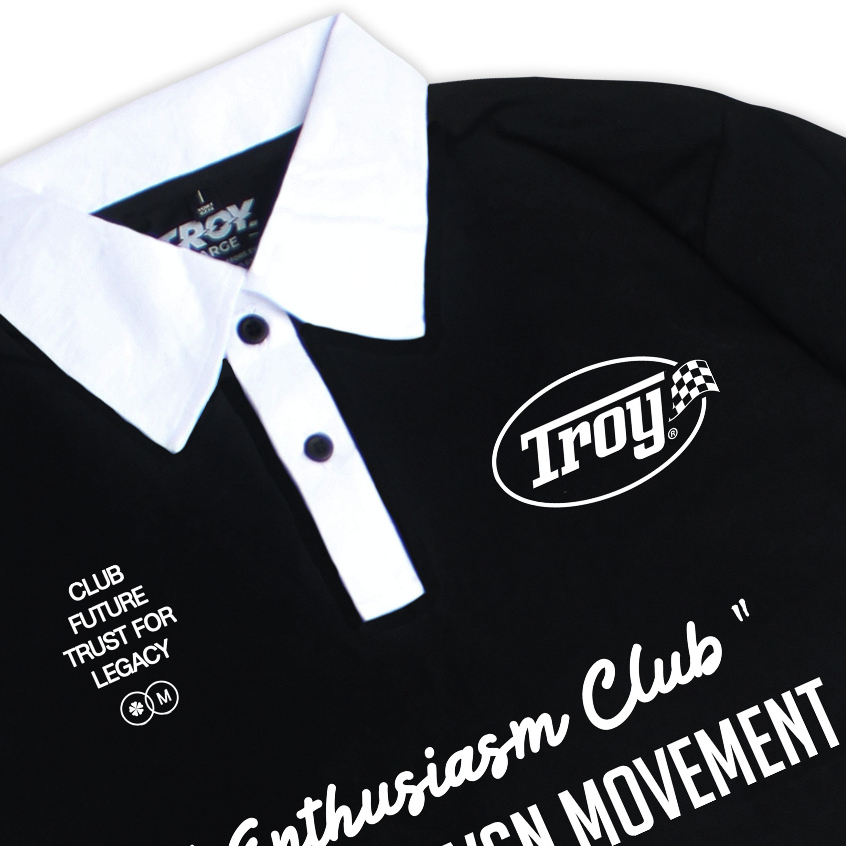 Troy Company Polo Wangky Tshirt Black White Enthusiasm - Kaos Kerah Hitam Putih WKD 3274