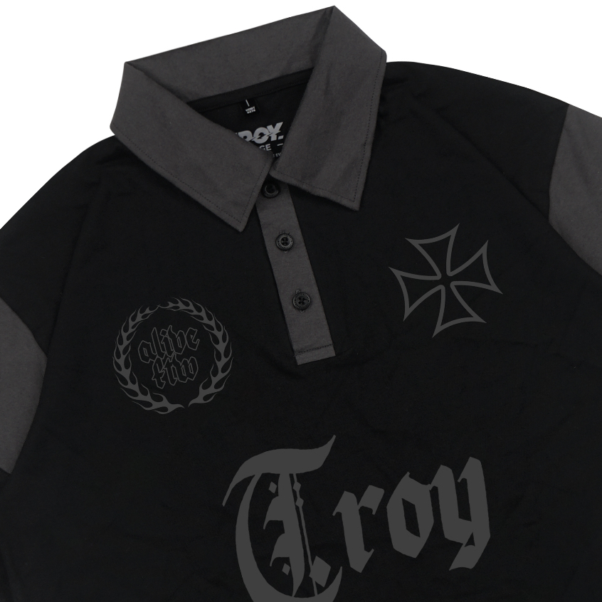 Troy Company Wangky Polo Shirt Black Grey Alive - Kaos Polo Hitam Abu WKD 3125