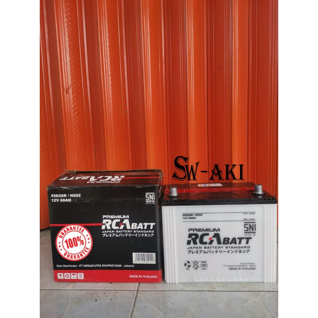 Aki Mobil RCA Premium 55D26R / N50Z 12V 60 Ah / Aki Basah / Konvensional / Isi Ulang