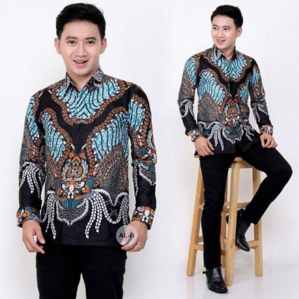 baju batik slimfit pria elegan L Xl XXL