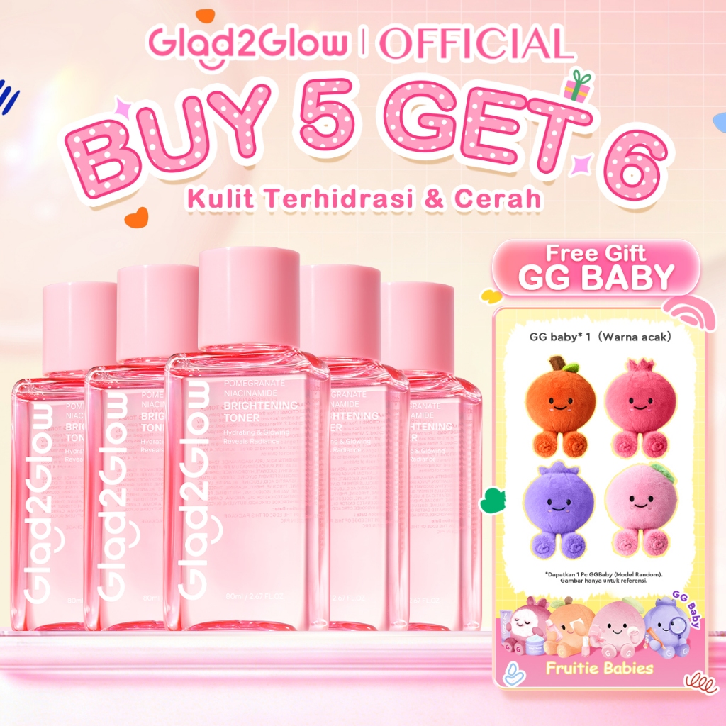 [Hemat 5PCS]Glad2Glow Toner Complete Series-Brightening/Acne care/Barrier/Exfoliating-Skincare toner