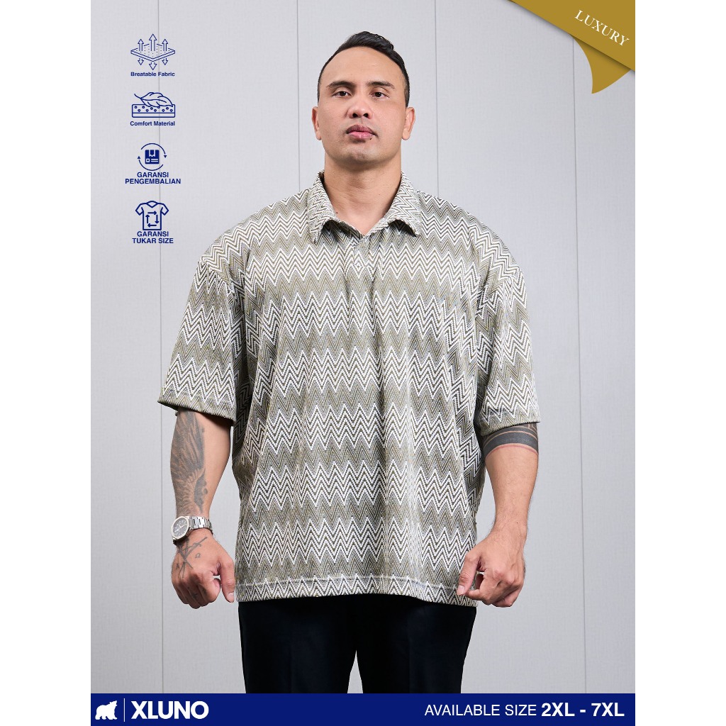 XLUNO Parker Polo Shirt Army Baju Polo Knit Pria Jumbo Big Size Lengan Pendek