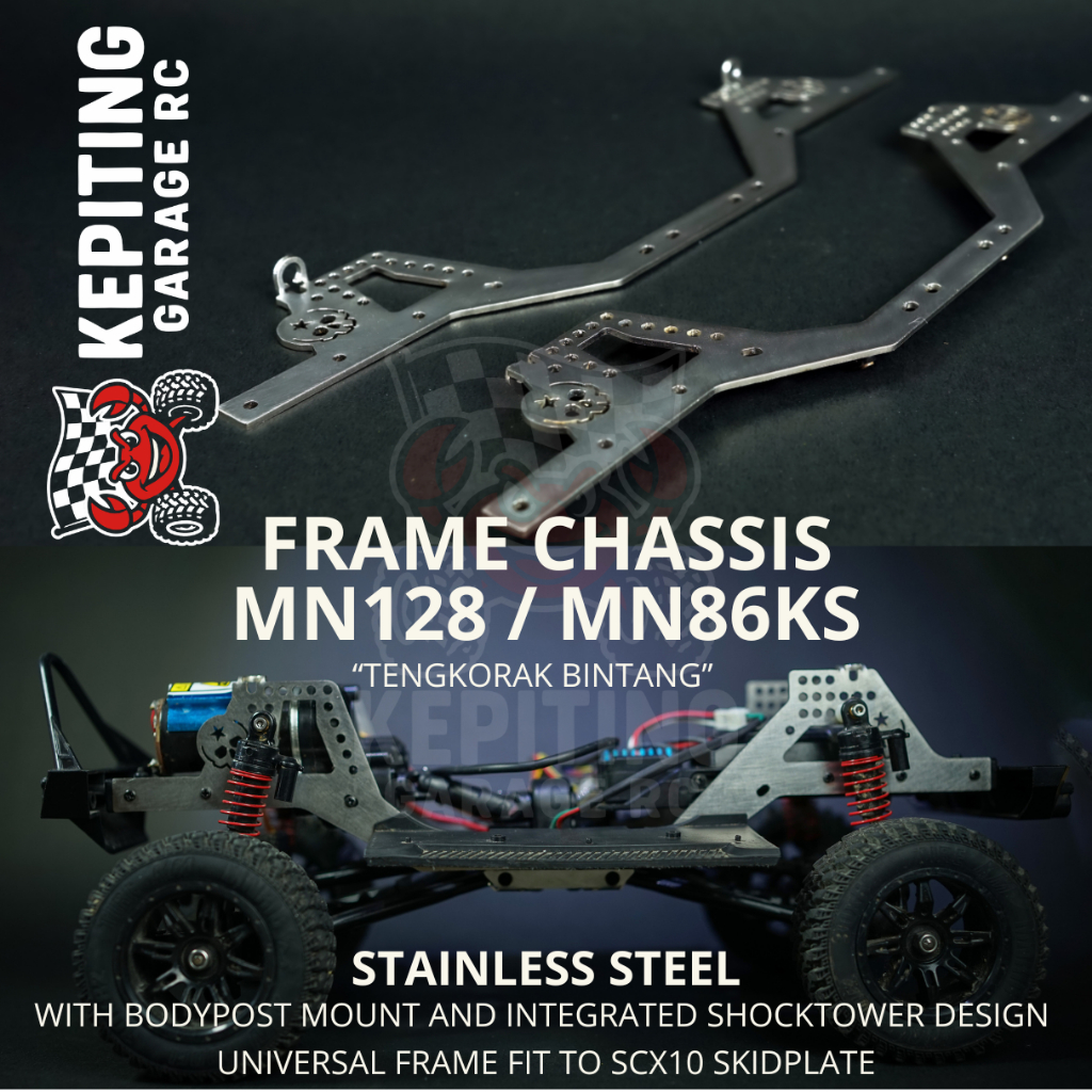 Frame Chassis MN128 MN86KS stainless Steel universal with SCX10