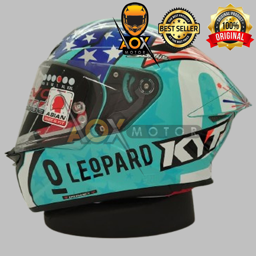 Helm KYT TT REVO Motif Leopard Replica Americas Fullface GRATIS Jaring Helm