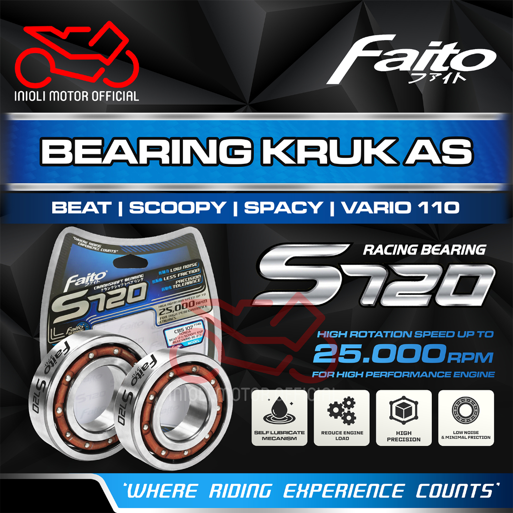 FAITO CRANKSHAFT BEARING LAHER KLAHER KRUK AS FAITO S720 BEAT SCOOPY SPACY CARBU KARBU VARIO 110 FI 