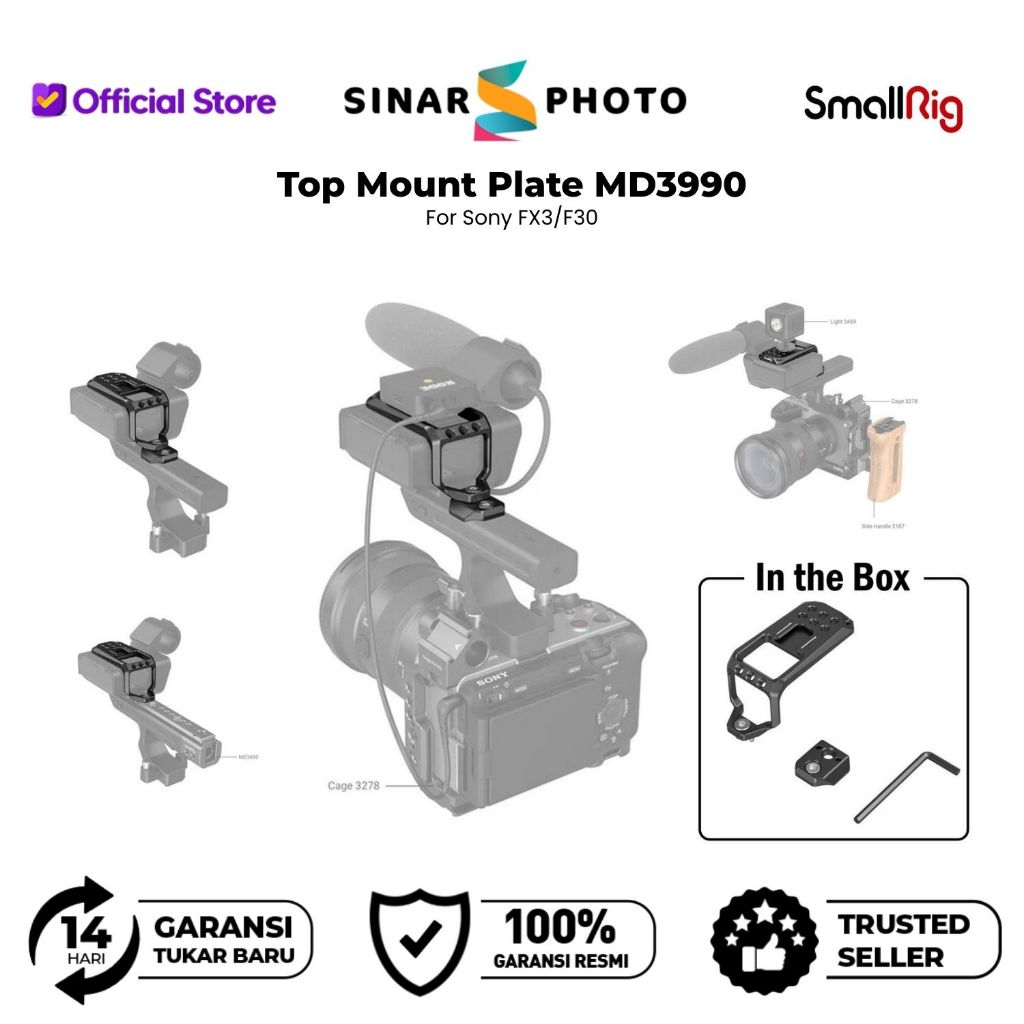 SmallRig Top Mount Plate for Sony FX3 / FX30 XLR Unit MD3990 - Top Plate sony FX30 Sony FX3 - Origin