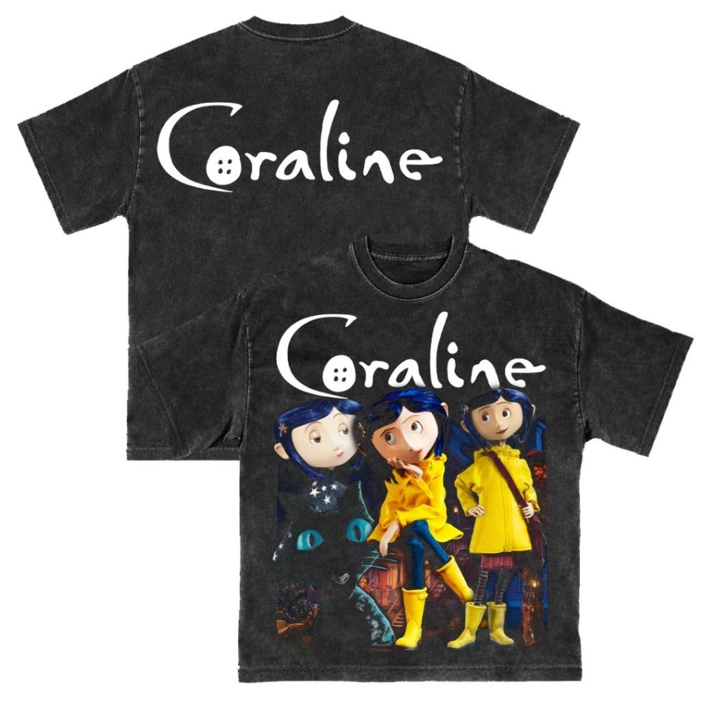 Psycho Crucify "Coraline" A2 Print Series Oversized T-Shirt | Stone Wash | Kaos Oversize | Vintage |