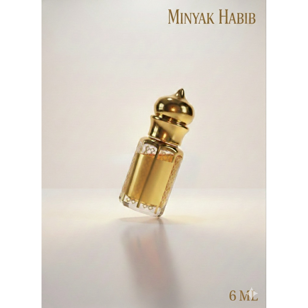 Minyak Habaib Racikan Khusus - Parfum Non-Alkohol 6ml Botol Antik Kubah Emas