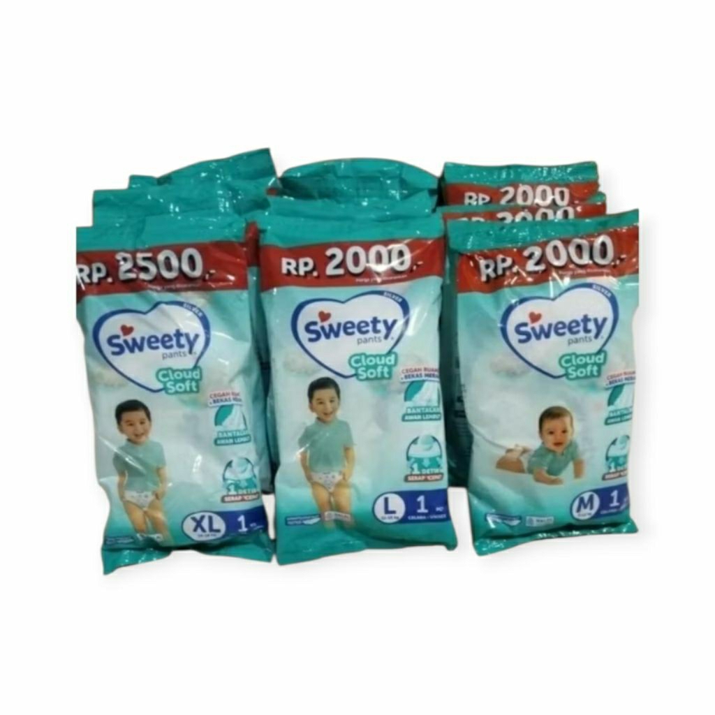 SWEETY SILVER PANTS Popok tipe celana kemasan Renceng. S, M, L, XL, XXL. 1 Renceng isi 6pcs