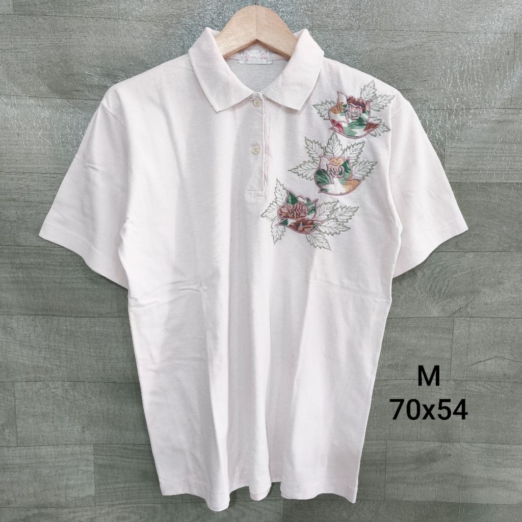 Kaos Kerah White Sukajan Bordir Tebal