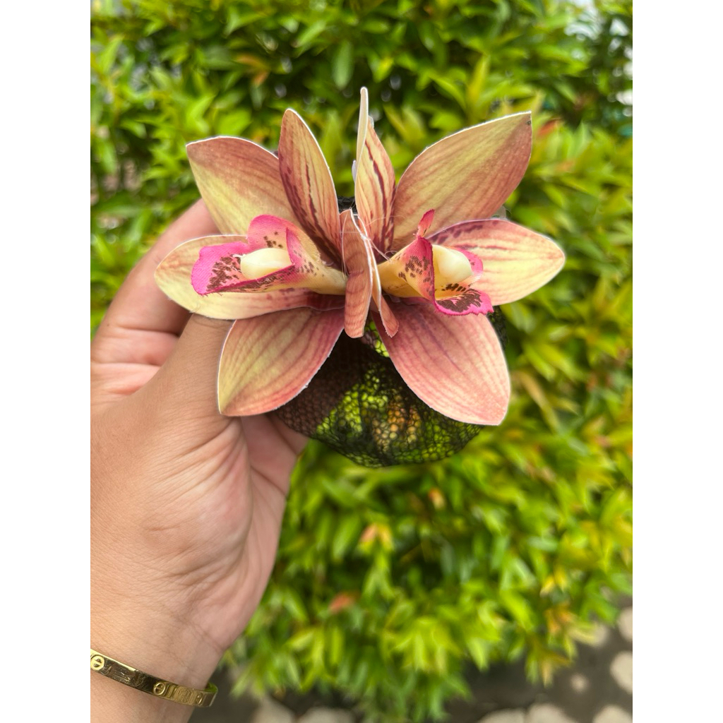 jepit Hairnet Anggrek / Hairnet jepit /bunga anggrek latex /bunga rambut /jepit rambut