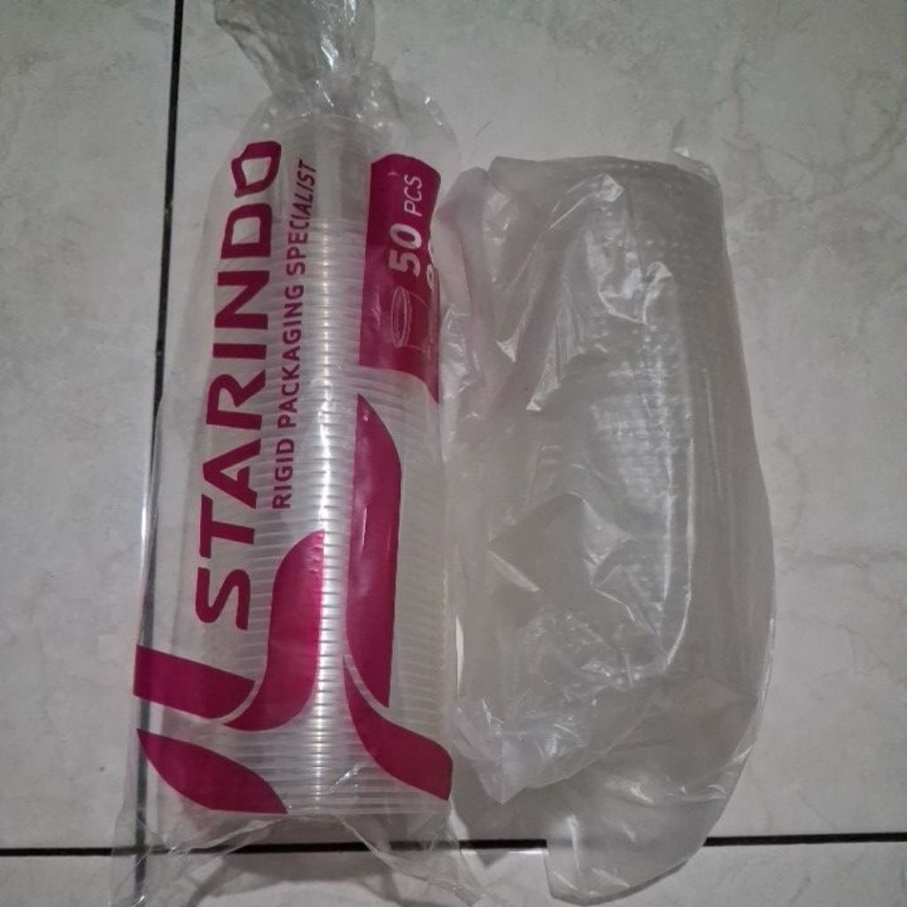 Starindo Cup Puding Plastik PP Bening 90 ml Isi 50 Pcs + Tutup