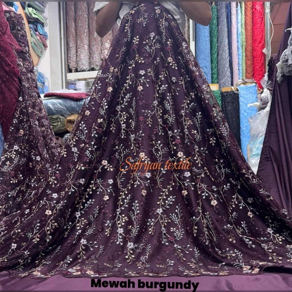 NEW Bahan kain tile GARDEN HITAM KOMBINASI/TILE GARDEN/BAHAN KEBAYA BROKAT TULLE