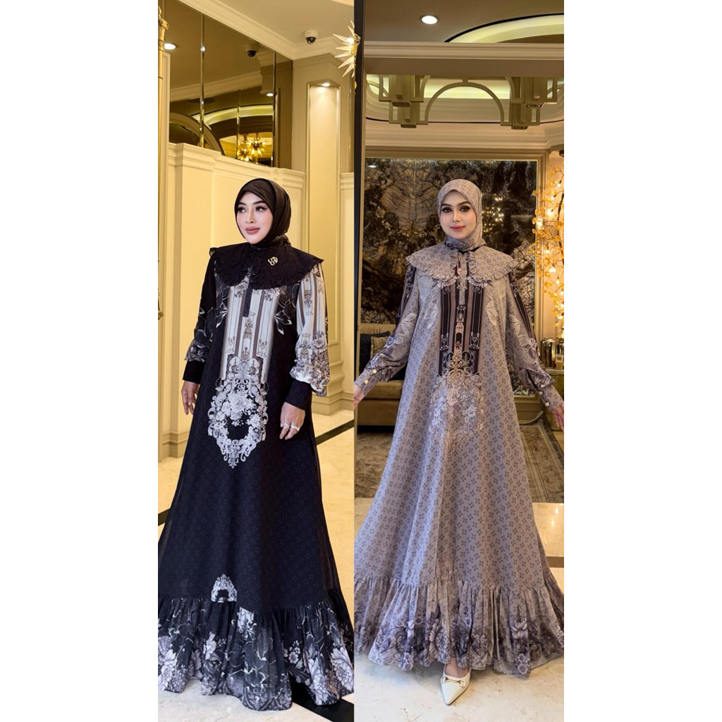 Dress Set hijab Hitam Lilac Shellasaukia ORI 100% by Shellasaukia