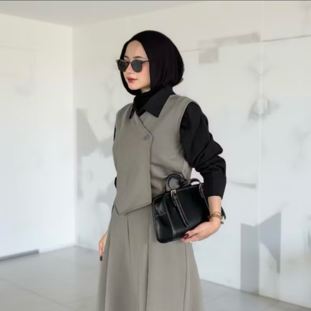 Naomi Vest Set Scuba - Rok Set Blazer Wanita Anti Kusut