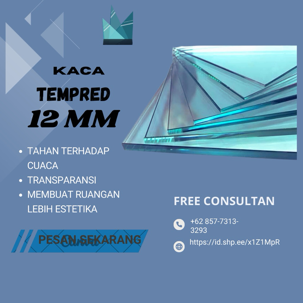 Kaca polos 5mm, 6mm, 8mm, 10mm, 12mm