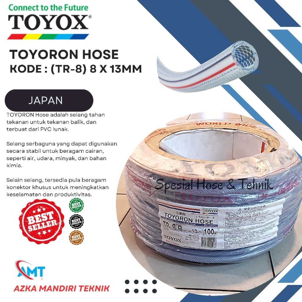 TOYOX TOYORON HOSE TR-8 (5/16") 1 ROLL 100 METER, SELANG BENANG TOYOX 8 X 13MM